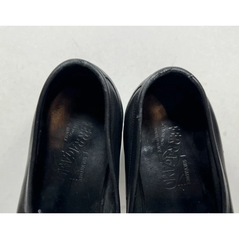 Salvatore Ferragamo Tangeri Black Leather Slip On Loafers Shoes Men's Size 11